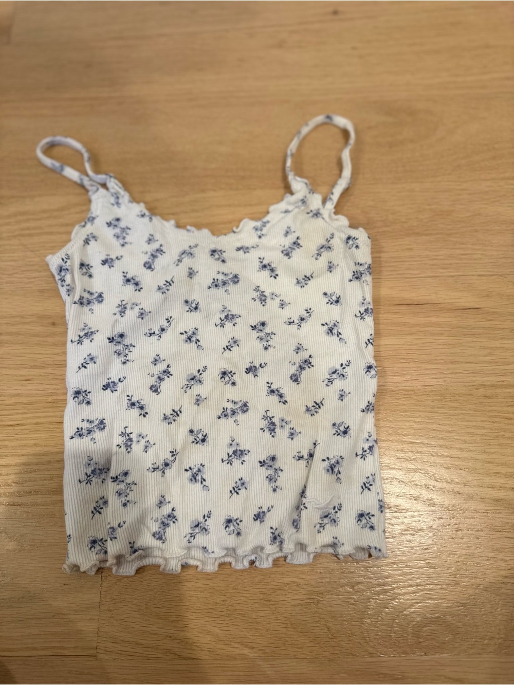 Hollister White Cami with Blue Floral Print